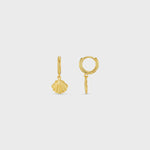 Orelia Shell Charm Micro Hoops - Gold