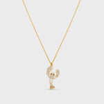 Orelia Embellished Lobster Charm Necklace - Gold