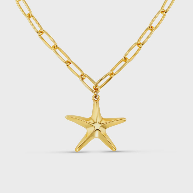 Orelia Statement Polished Starfish Charm Necklace  - Gold