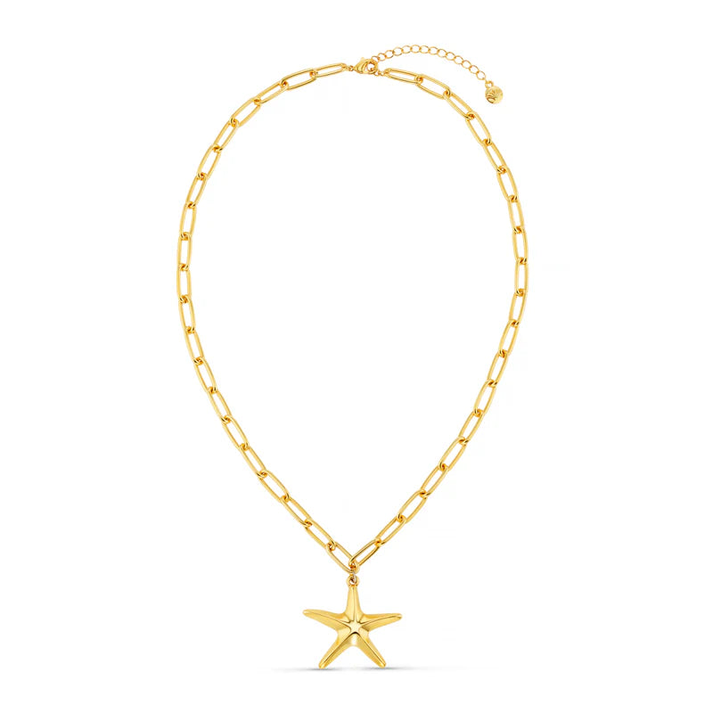 Orelia Statement Polished Starfish Charm Necklace  - Gold