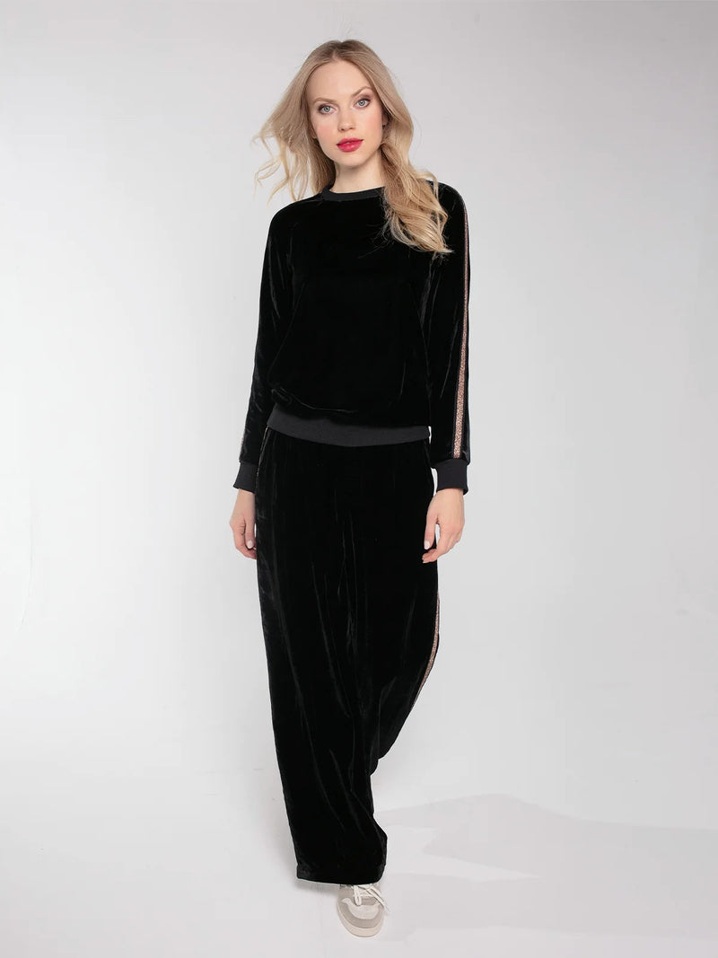 Nooki Phoenix Wide Leg Velvet Trouser - Black