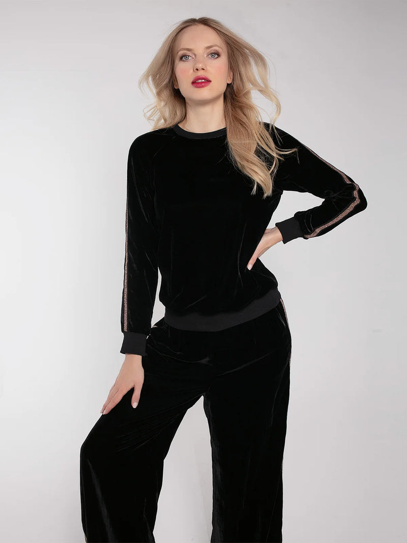 Nooki Phoenix Wide Leg Velvet Trouser - Black