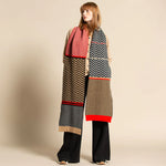 Green Thomas Pixel Blanket Scarf - Camel Poppy