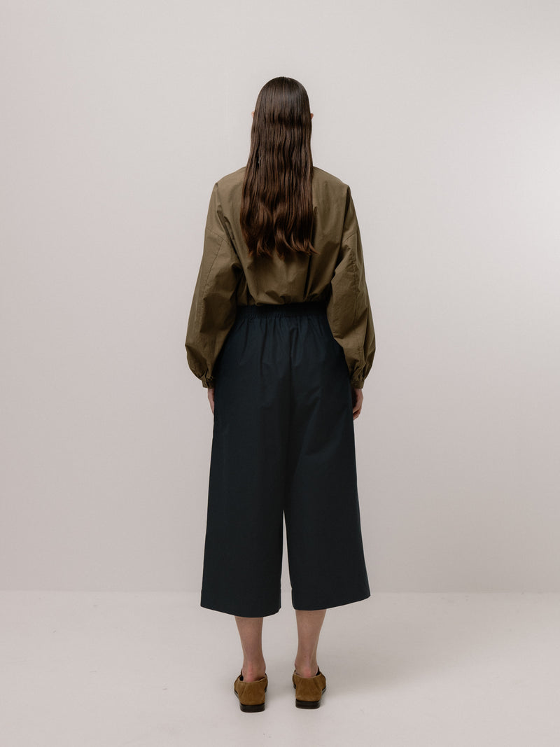 Emin + Paul Cropped Elastic Waist Culottes - Navy