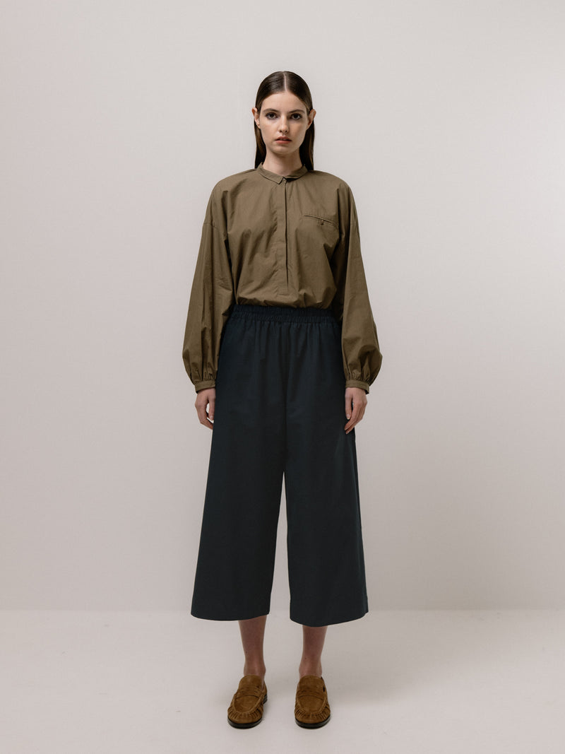 Emin + Paul Cropped Elastic Waist Culottes - Navy