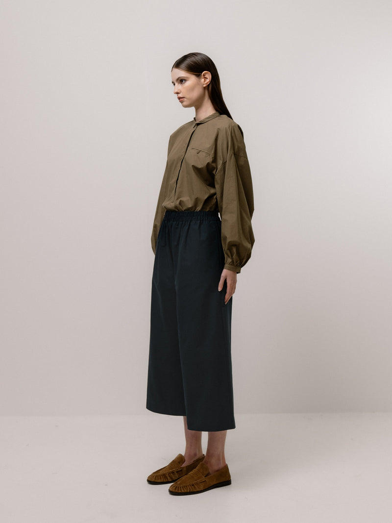 Emin + Paul Cropped Elastic Waist Culottes - Navy