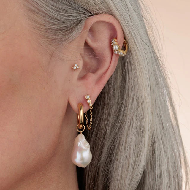Scream Pretty Hannah Martin Pearl Huggie Earrings - Gold