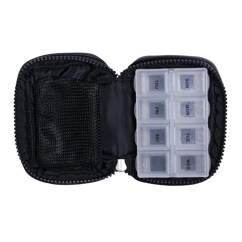 Donna May London Portable Pill Organiser - Sleek Black Leather