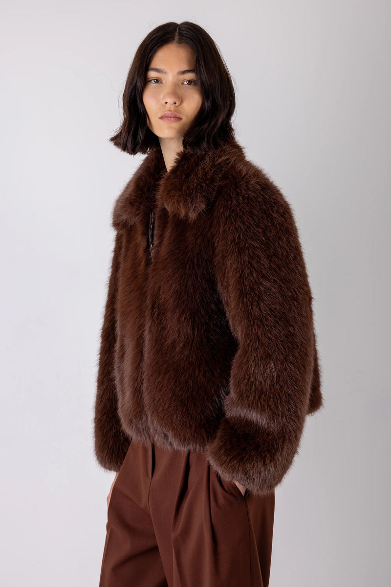 Vivere Indie Short Hair Jacket - Brown