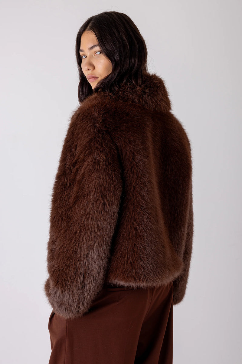 Vivere Indie Short Hair Jacket - Brown