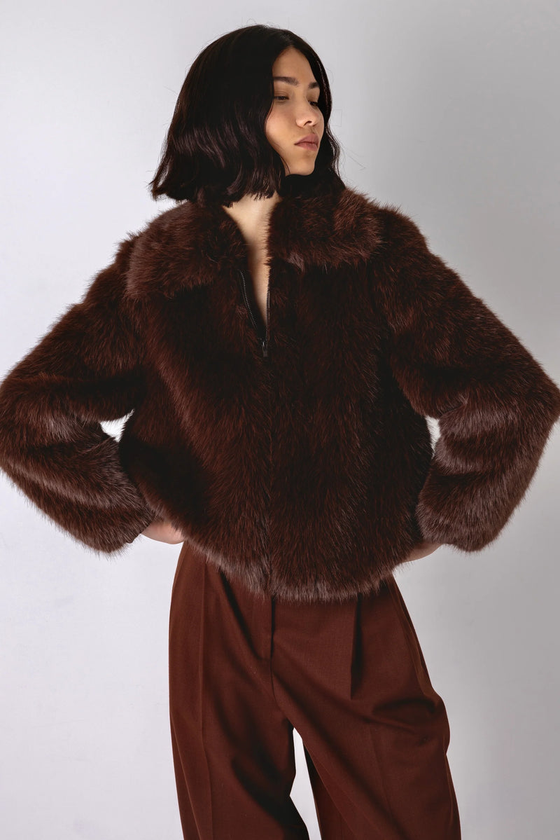 Vivere Indie Short Hair Jacket - Brown