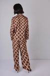 Vivre Lula Trellis Print Shirt - Caramel/Ecru