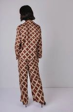 Vivre Lula Trellis Print Shirt - Caramel/Ecru