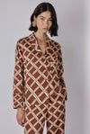 Vivre Lula Trellis Print Shirt - Caramel/Ecru