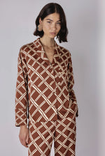 Vivre Lula Trellis Print Shirt - Caramel/Ecru