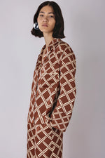 Vivre Lula Trellis Print Shirt - Caramel/Ecru