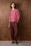 Vivere Ada Striped Organza Top - Pink/Brown