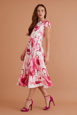 Rebecca Rhoades Nora Midi Dress  - Raspberry Flamingo