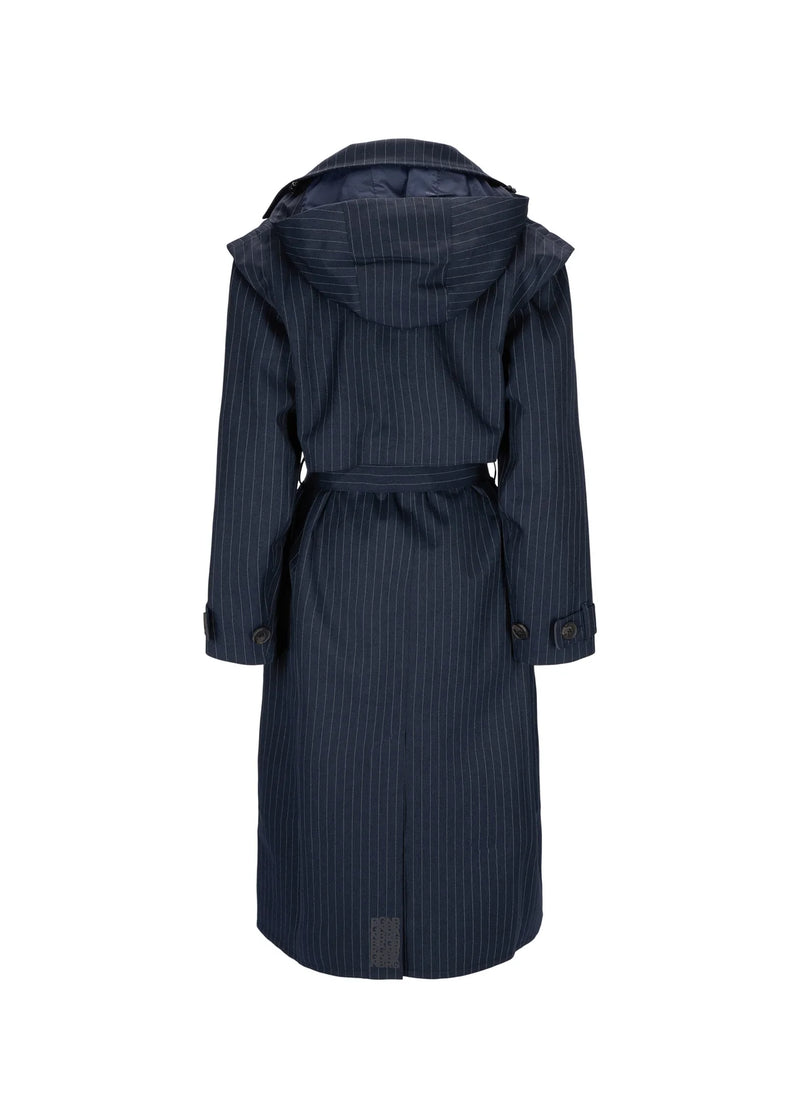 BRGN Regndrape Trench - Navy Pinstripe