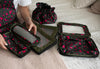 Donna May London Set of 4 Compression Packing Cubes – Khaki With Pink Leopard Interior
