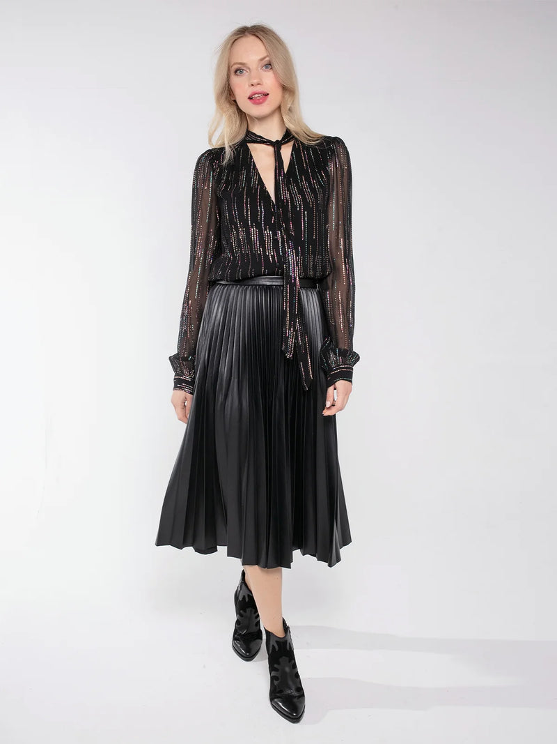 Nooki Sheerin Metallic Jacquard Blouse - Black