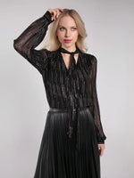Nooki Sheerin Metallic Jacquard Blouse - Black