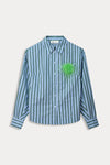 Pom Amsterdam Striped Poplin Blouse - Cloudy Blue