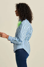 Pom Amsterdam Striped Poplin Blouse - Cloudy Blue