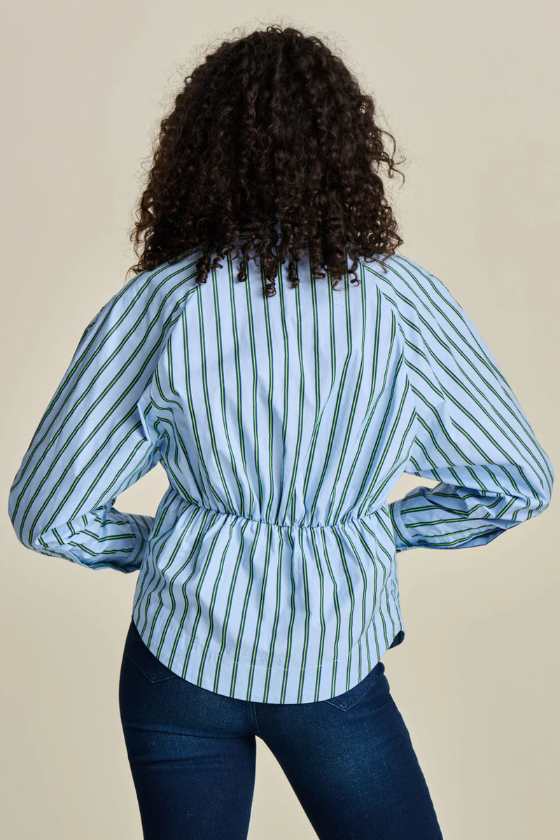 Pom Amsterdam Striped Poplin Blouse - Cloudy Blue