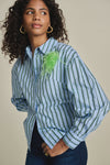 Pom Amsterdam Striped Poplin Blouse - Cloudy Blue