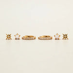 Orelia Pave Starburst & Opal Mini Micro 3 Pack Earrings