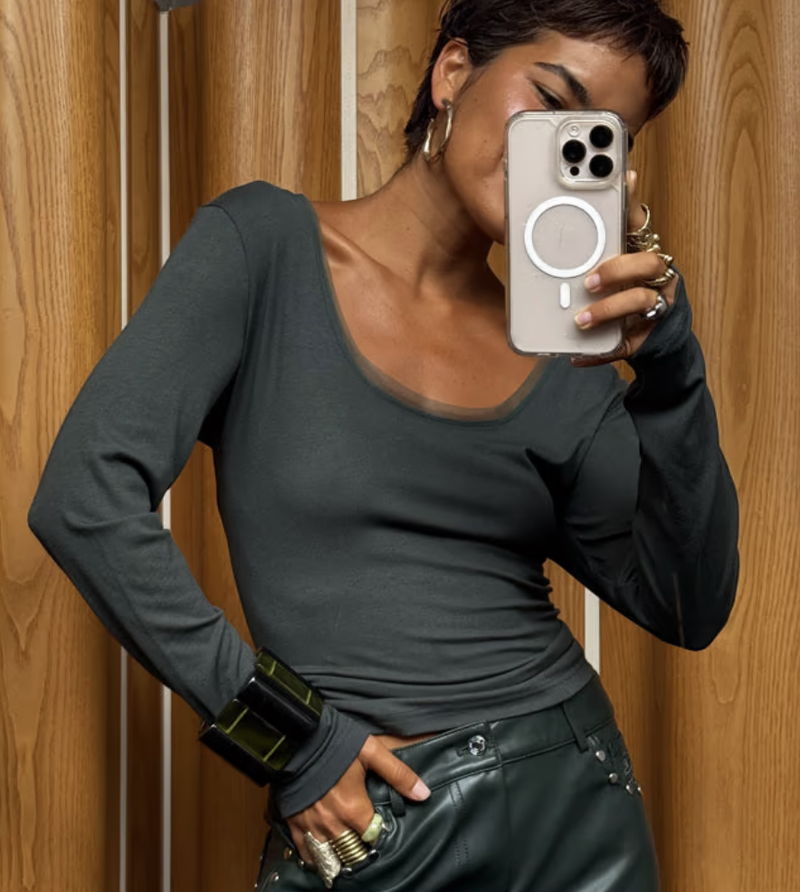 Never Fully Dressed Long Sleeve Teddy - Bottle Green