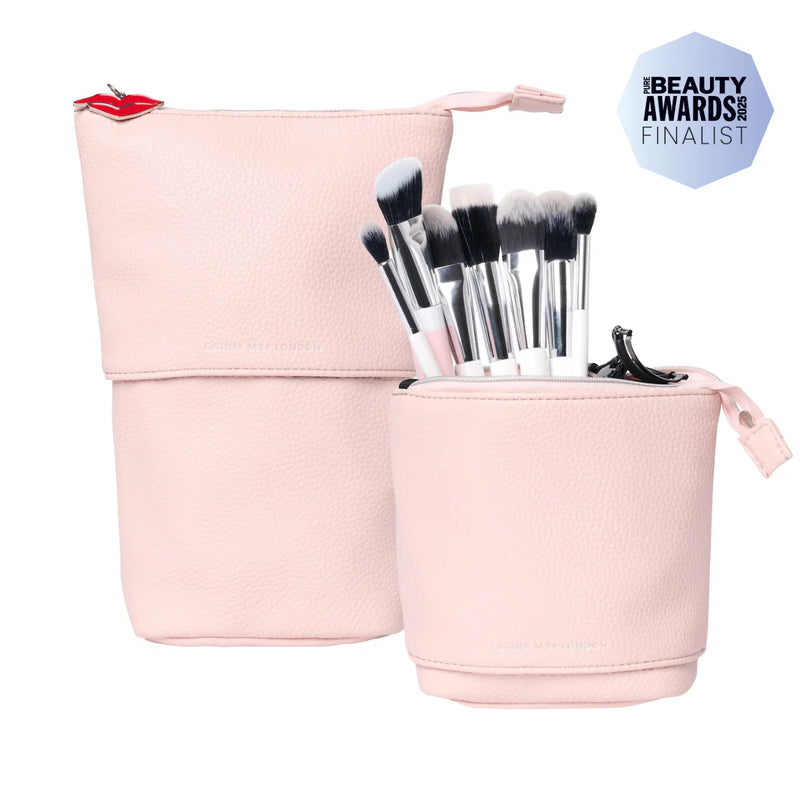 Donna May London Stand & Store Makeup Brush Case - Pink Adjustable & Travel-Friendly
