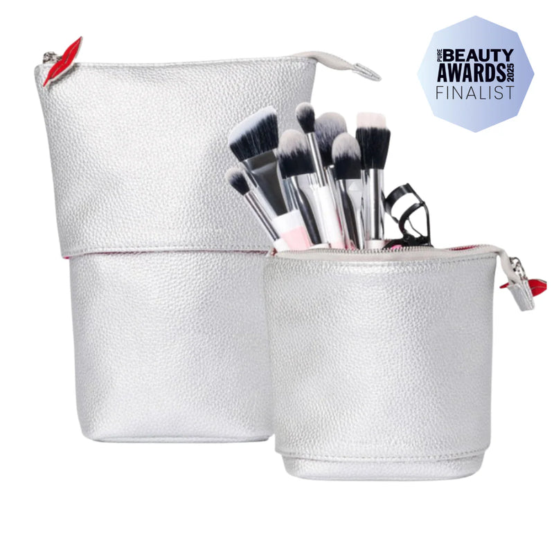 Donna May London Stand & Store Makeup Brush Case - Silver