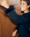 Never Fully Dressed Jamie Faux Feather Trim Jumper - Black