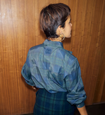 Never Fully Dressed Tartan Pussy Bow Blouse - Blue