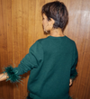 Never Fully Dressed Jamie Faux Feather Trim Jumper - Bottle Green