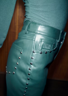 Never Fully Dressed Faux Leather Stud Jeans - Bottle Green