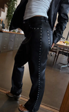 Never Fully Dressed Faux Leather Stud Jeans - Black
