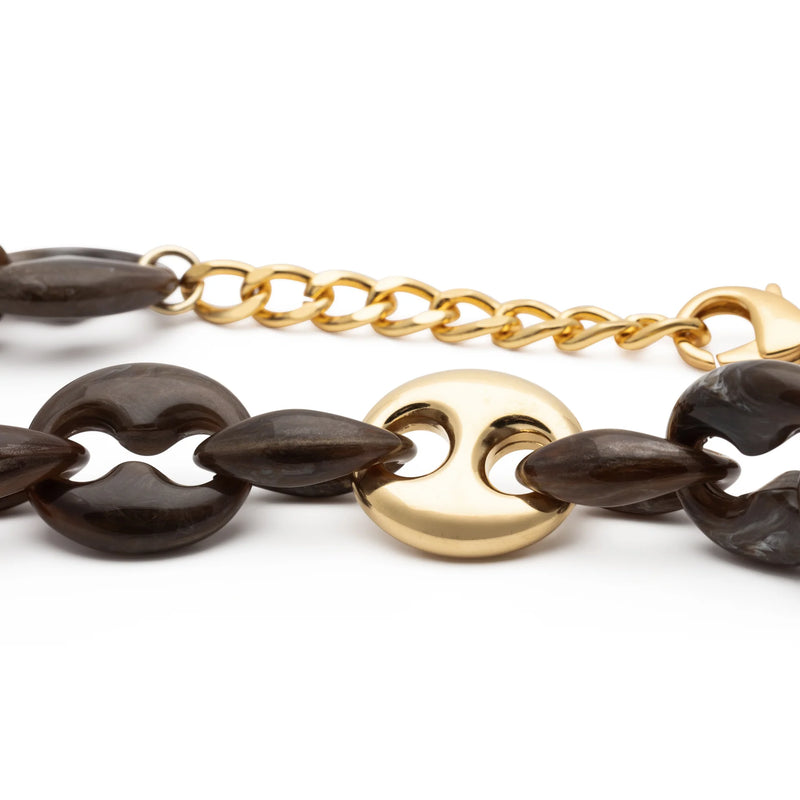 Vanessa Baroni Turtle Necklace Short -  Dark Brown Marble