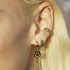 Scream Pretty Smiley Face Charm Hoop Earrings - Gold Plated