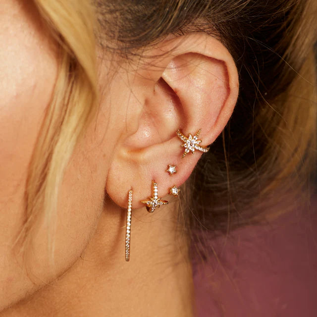 Scream Pretty Starburst Small Single Ear Cuff - Gold