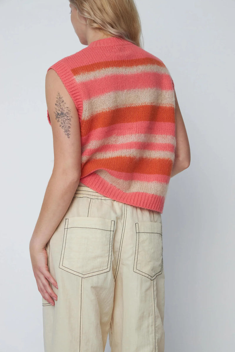 Stella Nova Striped Sleeveless Knit - Sunshine Orange