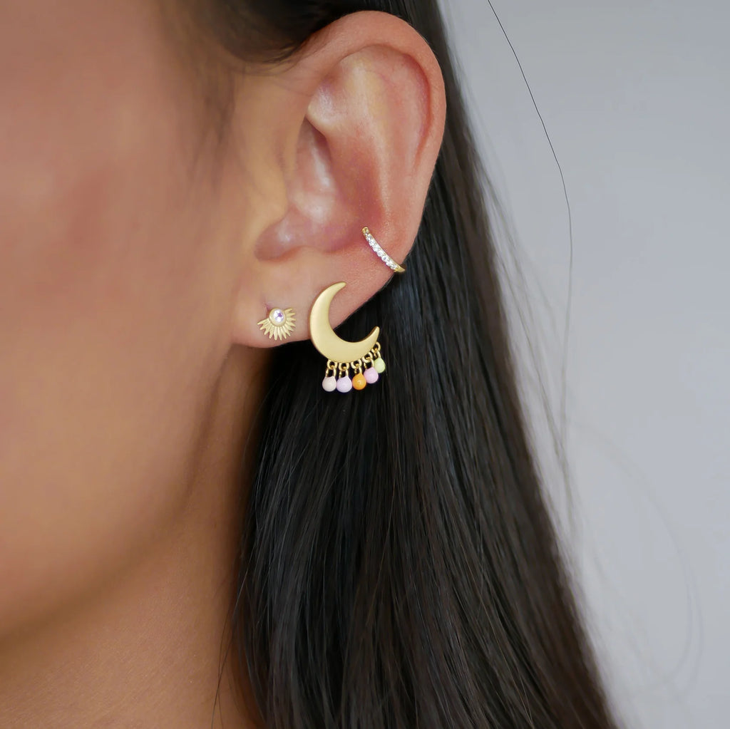 Enamel Copenhagen Petite Soleil Stud Earrings - Gold/Light Pink CZ