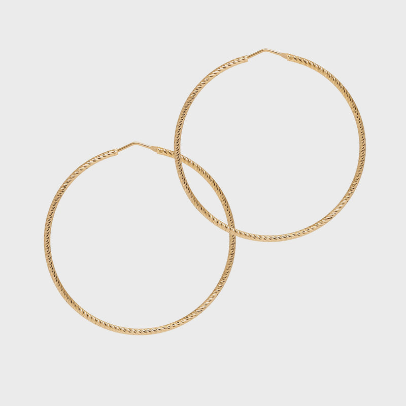 Roma Large Diamond Cut Hoop Earrings - Gold