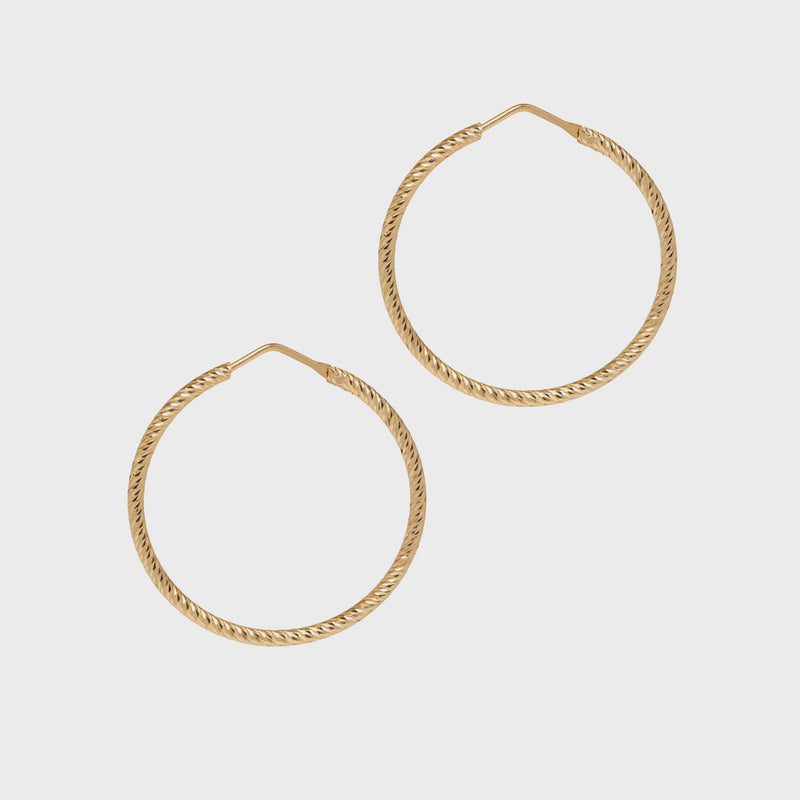Roma Small Diamond Cut Hoop Earrings - Gold