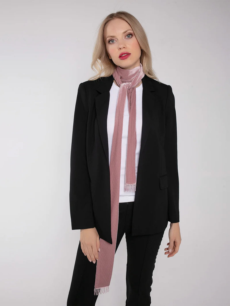 Nooki Tuxedo Skinny Velvet Scarf - Pink