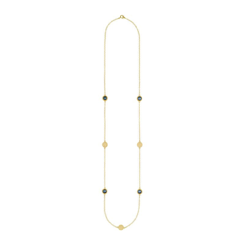 Anna Beck Blue Pearl Station Necklace - Gold