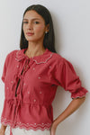 Seventy + Mochi Ana Tie Blouse - Vintage Red