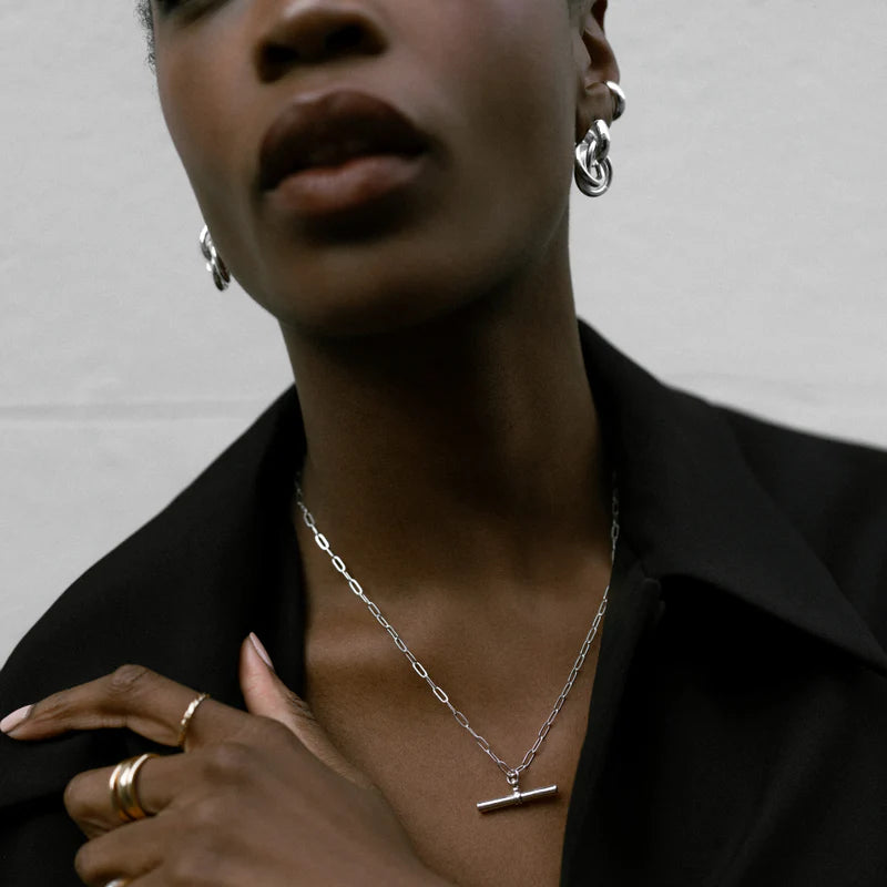 Orelia Chunky T-Bar Necklace Silver